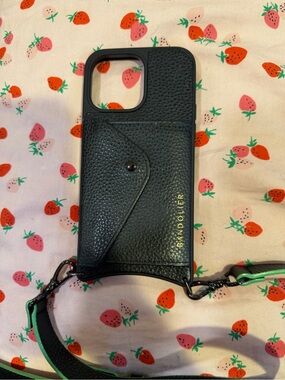 Bandolier Black Leather Crossbody Phone Case with Card Pocket iPhone 14 Pro Max📱